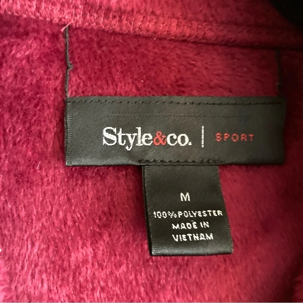 Style & Co. Magenta Reversible Fleece and Plush Full Zip Sweatshirt M - Picture 9 of 9